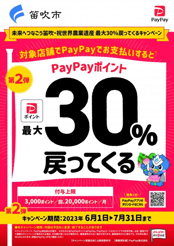 未来へつなごう笛吹・ 祝世界農業遺産最大30%戻ってくるキャンペーン！